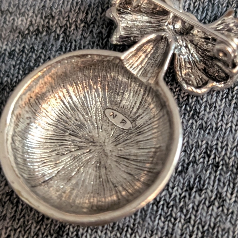 3/$30 | Nina Ricci Christmas Ornament Brooch, Silver Toned with Enamel, … - Picture 3 of 3